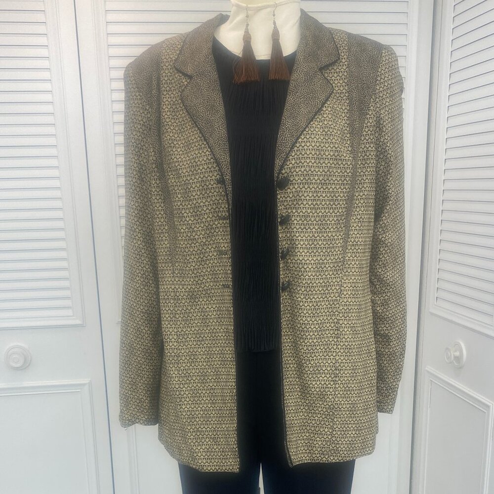 Vintage 90s Platinum Little Tan and Black Jacket Sz. L
